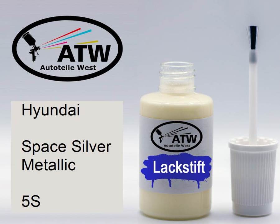 Hyundai, Space Silver Metallic, 5S: 20ml Lackstift, von ATW Autoteile West.